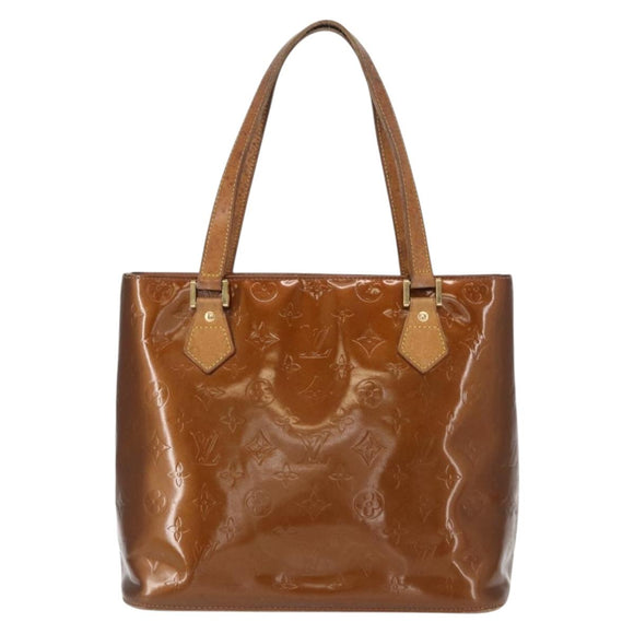 LOUIS VUITTON Monogram Vernis Houston Hand Bag Bronze M91122 LV Auth BA8602