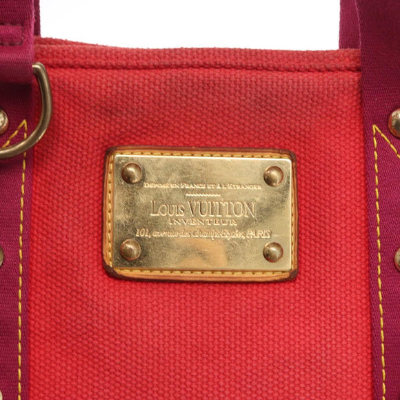 LOUIS VUITTON Antigua Cabas MM Tote Bag Red M40034 LV Auth BA8612