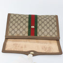 GUCCI GG Supreme Web Sherry Line Clutch Bag PVC Beige Red 89 01 007 Auth BA8613-13