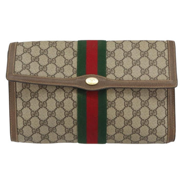 GUCCI GG Supreme Web Sherry Line Clutch Bag PVC Beige Red 89 01 007 Auth BA8613 - 0