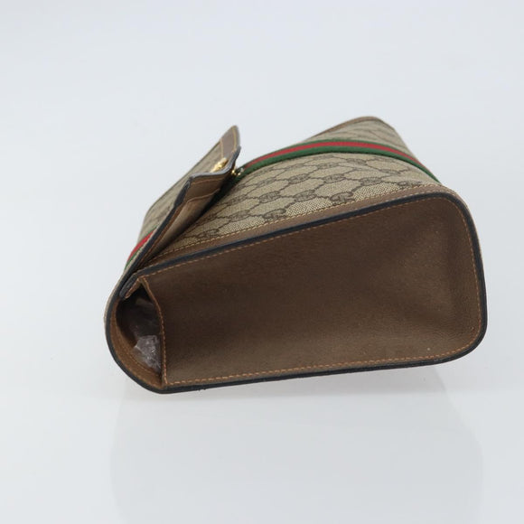 GUCCI GG Supreme Web Sherry Line Clutch Bag PVC Beige Red 89 01 007 Auth BA8613