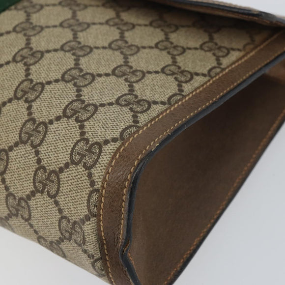 GUCCI GG Supreme Web Sherry Line Clutch Bag PVC Beige Red 89 01 007 Auth BA8613