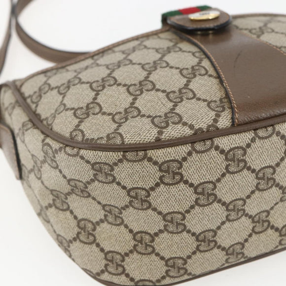 GUCCI GG Supreme Web Sherry Line Bag PVC Beige Gold 89 02 032 Auth BA8614