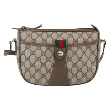 GUCCI GG Supreme Web Sherry Line Bag PVC Beige Gold 89 02 032 Auth BA8614 - 0