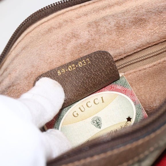 GUCCI GG Supreme Web Sherry Line Bag PVC Beige Gold 89 02 032 Auth BA8614