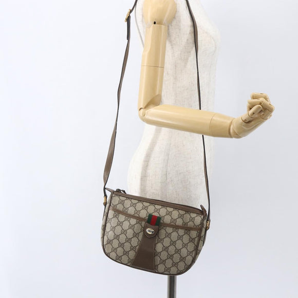 GUCCI GG Supreme Web Sherry Line Bag PVC Beige Gold 89 02 032 Auth BA8614