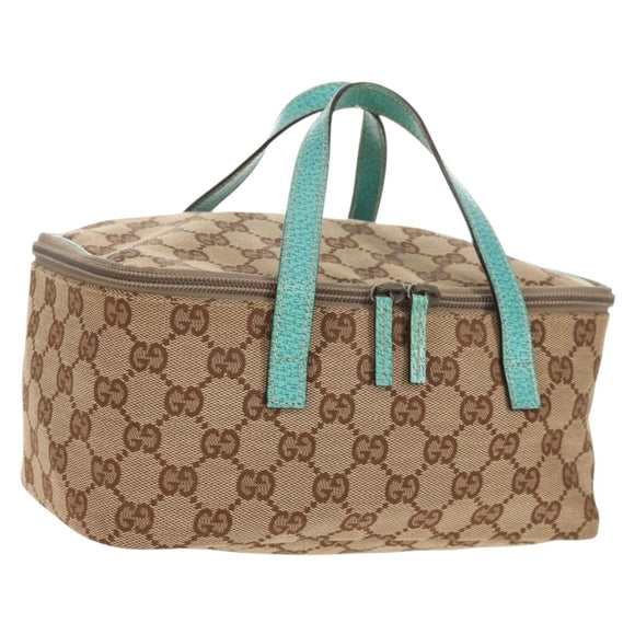 GUCCI GG Canvas Vanity Pouch Beige 124540 Auth BA8615V