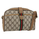 GUCCI GG Supreme Web Sherry Line Bag PVC Beige Gold 116 02 055 Auth BA8616-1