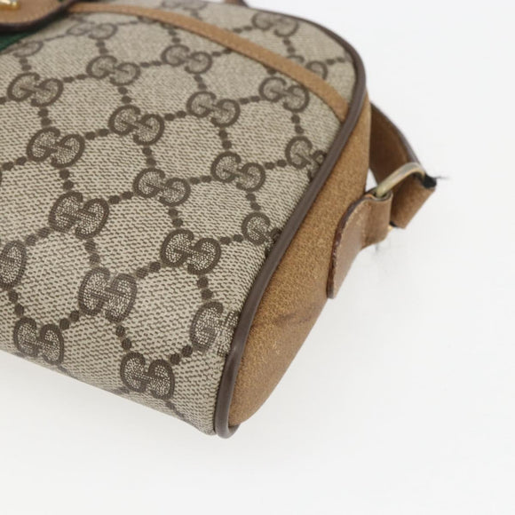 GUCCI GG Supreme Web Sherry Line Bag PVC Beige Gold 116 02 055 Auth BA8616