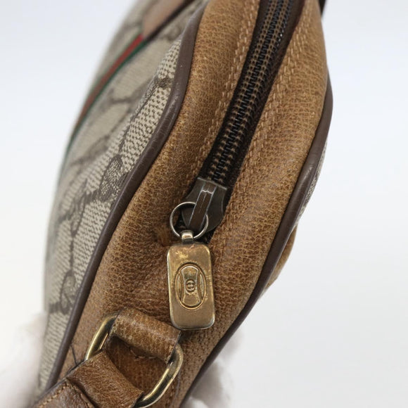 GUCCI GG Supreme Web Sherry Line Bag PVC Beige Gold 116 02 055 Auth BA8616