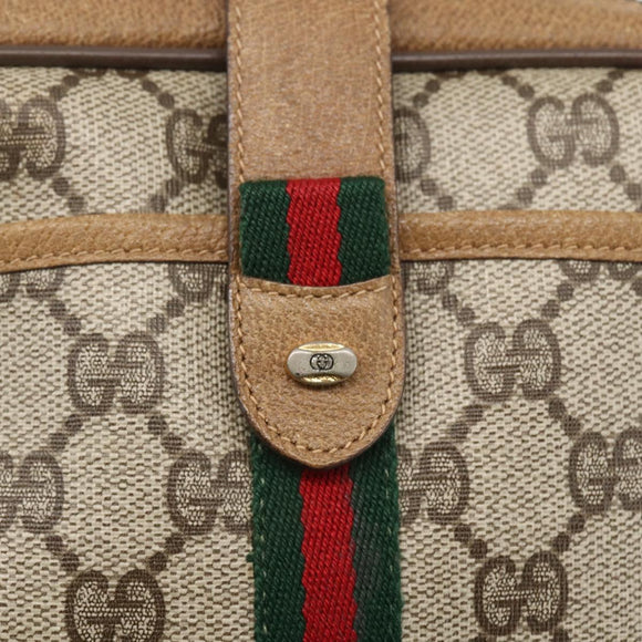 GUCCI GG Supreme Web Sherry Line Bag PVC Beige Gold 116 02 055 Auth BA8616