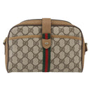 GUCCI GG Supreme Web Sherry Line Bag PVC Beige Gold 116 02 055 Auth BA8616-2