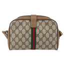 GUCCI GG Supreme Web Sherry Line Bag PVC Beige Gold 116 02 055 Auth BA8616-3