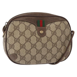 GUCCI GG Supreme Web Sherry Line Bag PVC Beige Gold 89 02 066 Auth BA8617