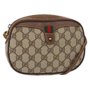 GUCCI GG Supreme Web Sherry Line Bag PVC Beige Red 007 58 6112 9411 Auth BA8618-1