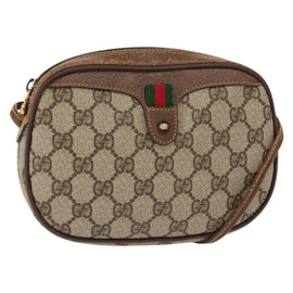 GUCCI GG Supreme Web Sherry Line Bag PVC Beige Red 007 58 6112 9411 Auth BA8618
