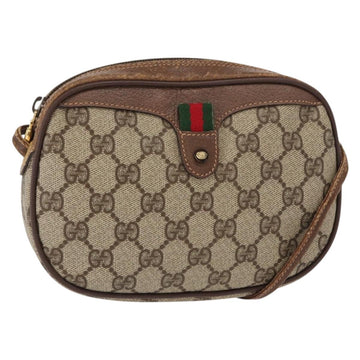 GUCCI GG Supreme Web Sherry Line Bag PVC Beige Red 007 58 6112 9411 Auth BA8618