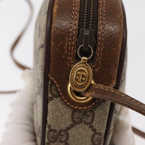 GUCCI GG Supreme Web Sherry Line Bag PVC Beige Red 007 58 6112 9411 Auth BA8618