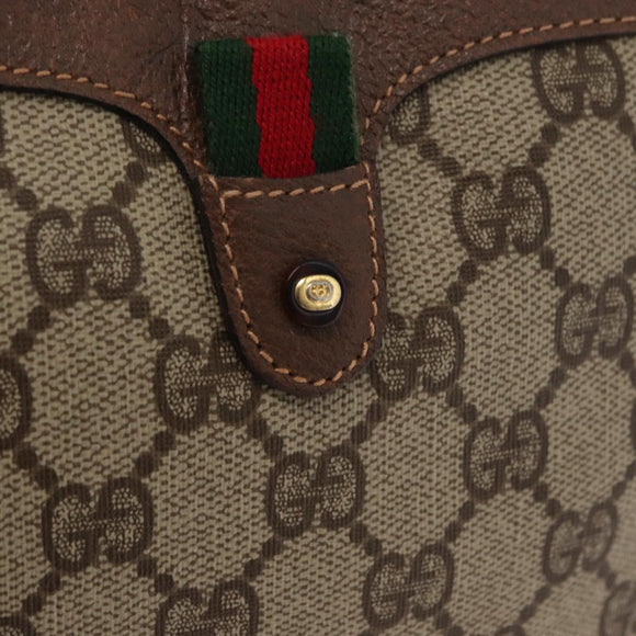 GUCCI GG Supreme Web Sherry Line Bag PVC Beige Red 007 58 6112 9411 Auth BA8618