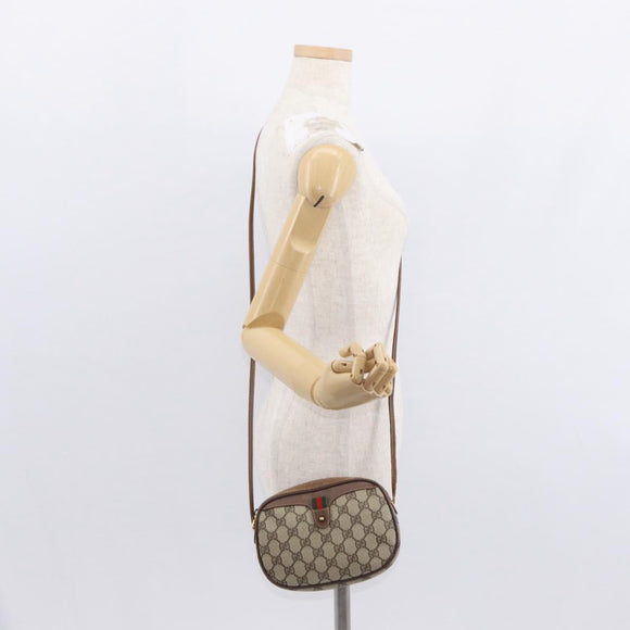 GUCCI GG Supreme Web Sherry Line Bag PVC Beige Red 007 58 6112 9411 Auth BA8618