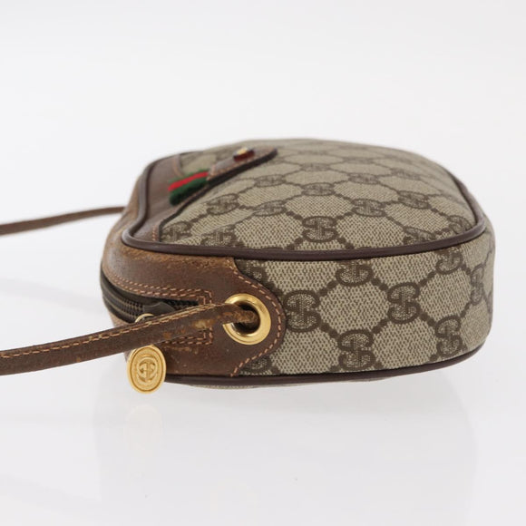 GUCCI GG Supreme Web Sherry Line Bag PVC Beige Red 007 58 6112 9411 Auth BA8618