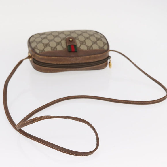 GUCCI GG Supreme Web Sherry Line Bag PVC Beige Red 007 58 6112 9411 Auth BA8618