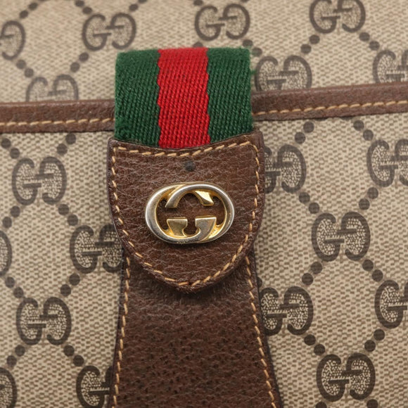 GUCCI GG Supreme Web Sherry Line Bag PVC Beige Gold 89 02 032 Auth BA8619