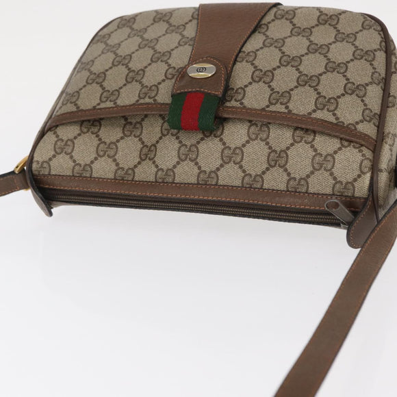 GUCCI GG Supreme Web Sherry Line Shoulder Bag PVC Beige 89 02 032 Auth BA8620