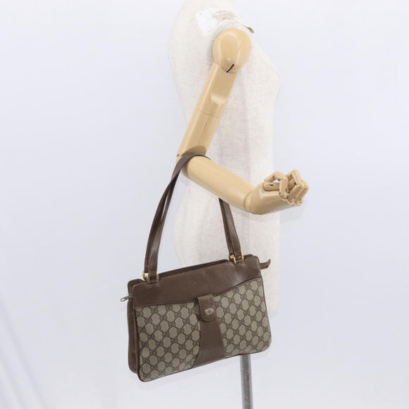 GUCCI GG Supreme Tote Bag PVC Beige Gold Auth BA8621