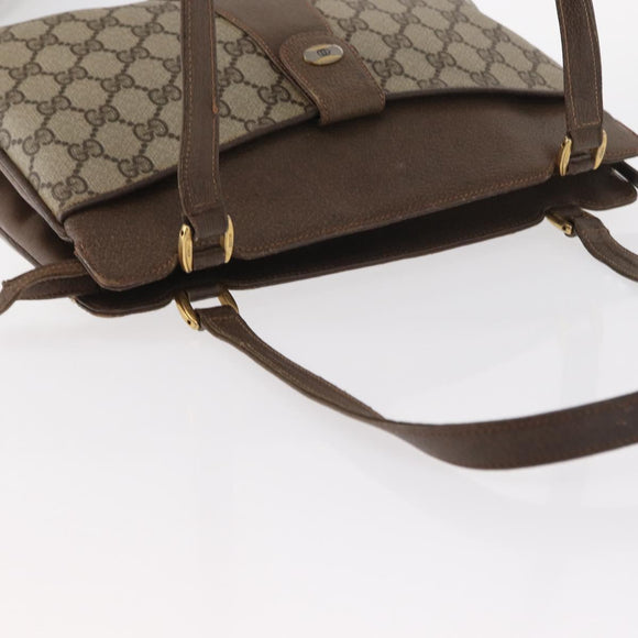 GUCCI GG Supreme Tote Bag PVC Beige Gold Auth BA8621