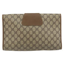 GUCCI GG Supreme Web Sherry Line Clutch Bag PVC Beige Red Auth BA8622-2