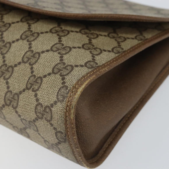 GUCCI GG Supreme Web Sherry Line Clutch Bag PVC Beige Red Auth BA8622