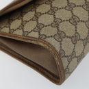 GUCCI GG Supreme Web Sherry Line Clutch Bag PVC Beige Red Auth BA8622-8