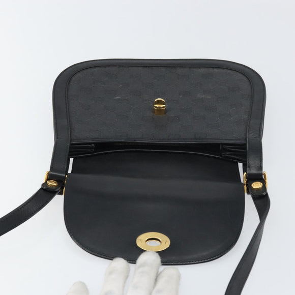 GUCCI GG Supreme Shoulder Bag PVC Leather Black Gold 001 084 0905 Auth BA8623