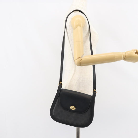 GUCCI GG Supreme Shoulder Bag PVC Leather Black Gold 001 084 0905 Auth BA8623