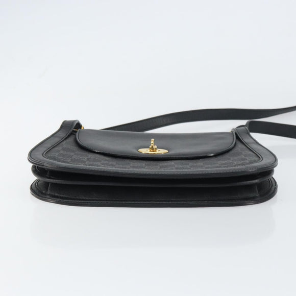 GUCCI GG Supreme Shoulder Bag PVC Leather Black Gold 001 084 0905 Auth BA8623