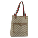 GUCCI GG Supreme Web Sherry Line Tote Bag PVC Beige Red 39 02 003 Auth BA8627-1