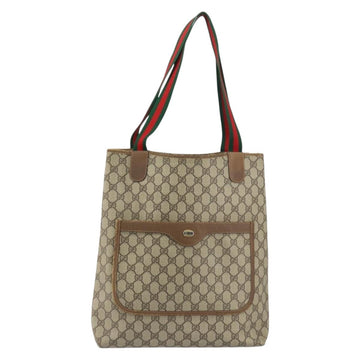 GUCCI GG Supreme Web Sherry Line Tote Bag PVC Beige Red 39 02 003 Auth BA8627 - 0