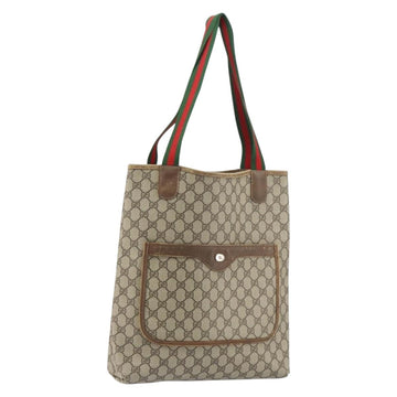 GUCCI GG Supreme Web Sherry Line Tote Bag PVC Beige Red 39 02 003 Auth BA8628