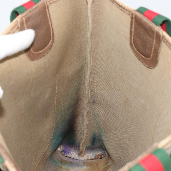 GUCCI GG Supreme Web Sherry Line Tote Bag PVC Beige Red 39 02 003 Auth BA8628