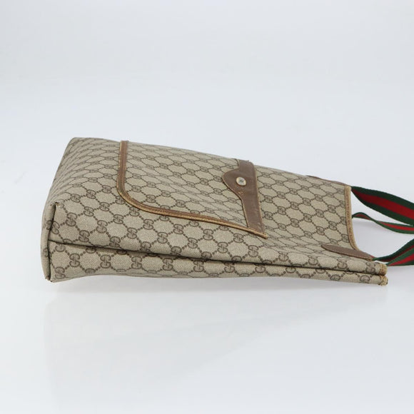 GUCCI GG Supreme Web Sherry Line Tote Bag PVC Beige Red 39 02 003 Auth BA8628