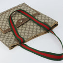 GUCCI GG Supreme Web Sherry Line Tote Bag PVC Beige Red 39 02 003 Auth BA8628-6