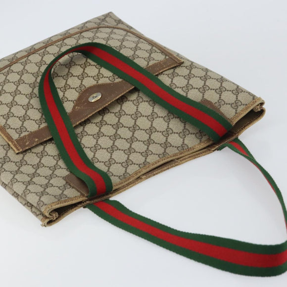 GUCCI GG Supreme Web Sherry Line Tote Bag PVC Beige Red 39 02 003 Auth BA8628