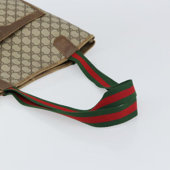 GUCCI GG Supreme Web Sherry Line Tote Bag PVC Beige Red 39 02 003 Auth BA8628