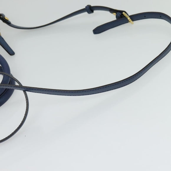 MCM Hand Bag Safiano leather 2way Blue Gold Auth BA863