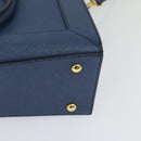 MCM Hand Bag Safiano leather 2way Blue Gold Auth BA863-18