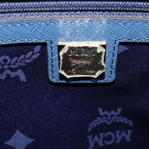 MCM Hand Bag Safiano leather 2way Blue Gold Auth BA863
