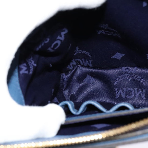 MCM Hand Bag Safiano leather 2way Blue Gold Auth BA863