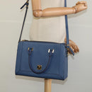 MCM Hand Bag Safiano leather 2way Blue Gold Auth BA863-27