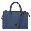 MCM Hand Bag Safiano leather 2way Blue Gold Auth BA863-1